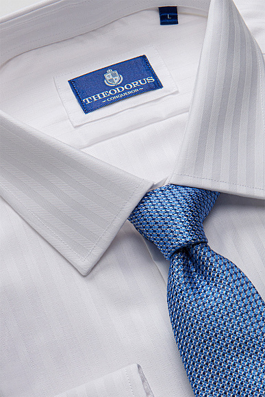 Рубашка белая полоска 1